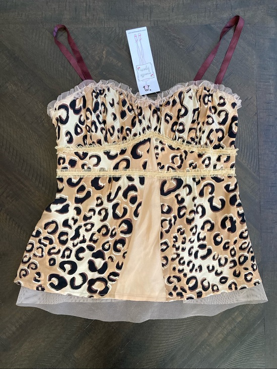 Nanette Lepore Tops - Nanette Lenore Leopard Print Satin Cami Top with Lace Trim